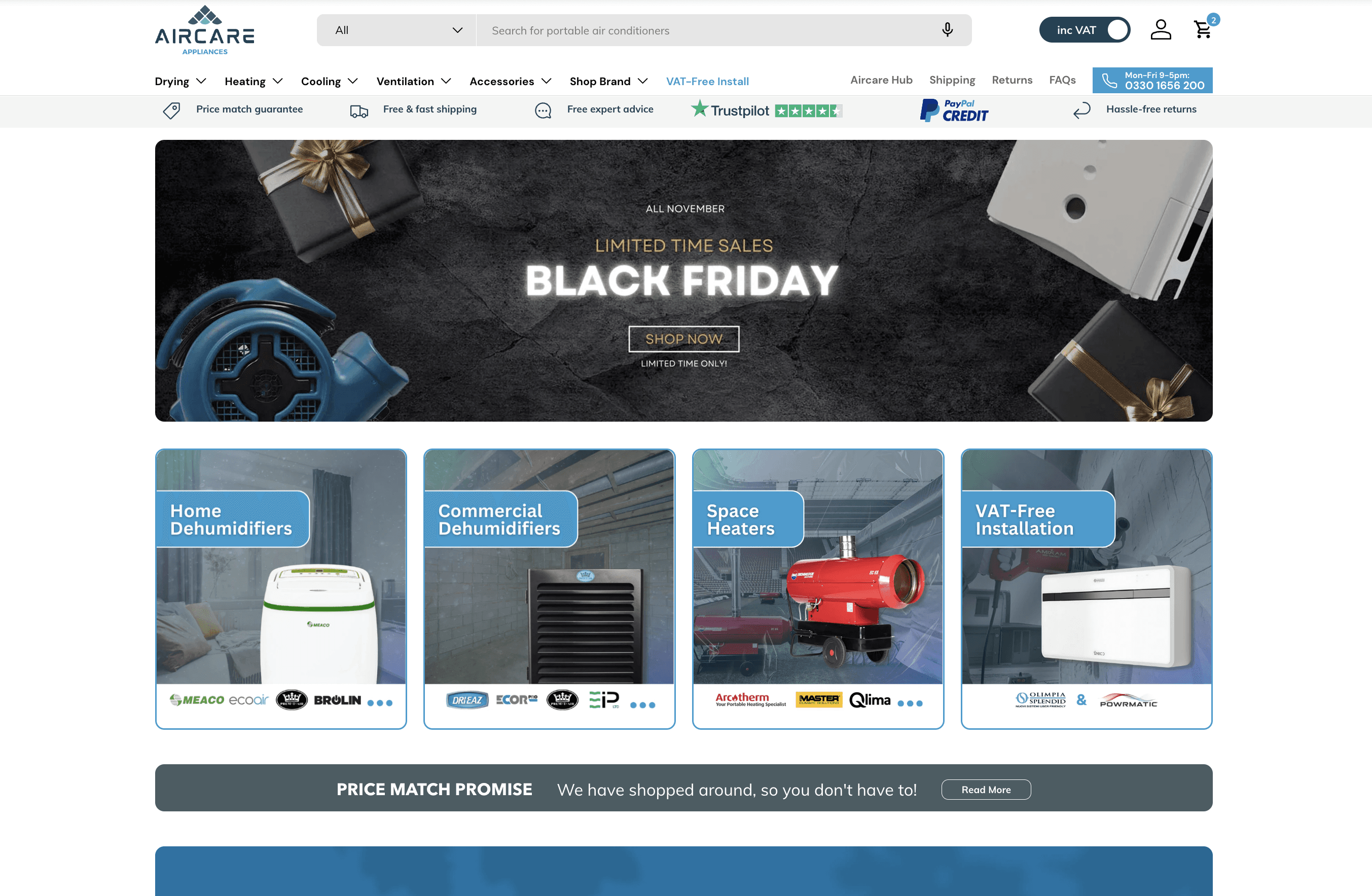 Aircare Appliances website